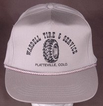 Vtg Wardell Tire &amp; Service Hat-Gray-Rope Bill-Trucker-Snapback-Platteville Colo. - £17.30 GBP