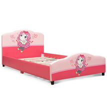 Costway Kids Children Upholstered Platform Toddler Bed Bedroom Home Girl... - $307.99