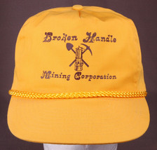 Vtg Broken Handle Mining Corporation Hat-Yellow-Rope Bill-Snapback-Gold ... - £25.54 GBP
