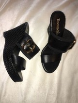 Toscanella black Wedge Sandals Made In Italy new sz 9 - £69.82 GBP