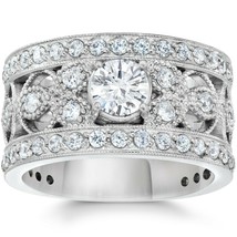 1.62 Ct Round Diamond Beautiful Filigree Engagement Ring 14K White Gold Over - £95.89 GBP