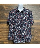 Alfred Dunner Womens Blouse Size 18 Blue Floral Pleated Button Up Short Sleeve - $13.33