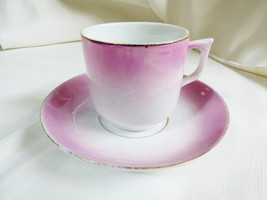 VTG porcelain Bavaria White &amp; pink Demitasse coffee espresso cup saucer - £16.34 GBP