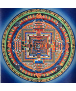 Hand-painted Kalachakra Mandala Tibetan Thangka, Art on Canvas, 13 x 13-... - $106.99