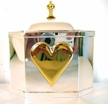 Lenox Williamsburg Octagonal Silverplate Domed Trinket Box Center Gold Heart New - $75.90