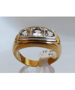 VTG New 14k yellow GE handset 3 stone synthetic white spinel ring band s... - £29.72 GBP
