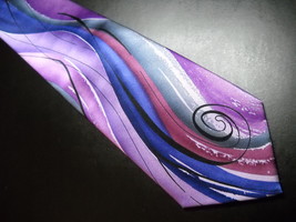 J Garcia Neck Tie Collection 52 Moon Mountains Silks Swirls of Blues and Purples - £10.44 GBP