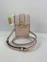New Michael Kors Phone Crossbody Bag North South Powder Blush Pink Monog... - $71.27