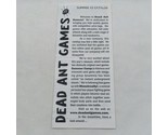 Dead Ant Games Summer 2003 Catalog - $17.81
