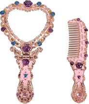 Nerien Antique Mirror Comb Set Vintage Metal Handheld Mirror Heart Shape  - $37.77