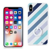 Reiko Iphone X/iphone Xs Stripe Pattern Tpu Case With Rotating Ring Stand Holde - £7.86 GBP