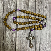 Catholic Rosary crafted by combining wood and gemstone beads, Paracord Rosary - £22.35 GBP