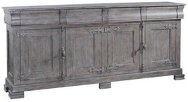 Sideboard Philippe Weathered Gray French Style Cremone Hardware 4 Doors Drawers - £3,352.59 GBP