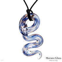 VENETIAURUM Blue MURANO Glass SNAKE Pendant NECKLACE - £54.50 GBP