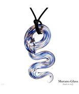 VENETIAURUM Blue MURANO Glass SNAKE Pendant NECKLACE - £53.96 GBP