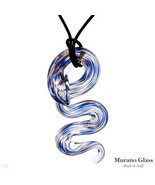 VENETIAURUM Blue MURANO Glass SNAKE Pendant NECKLACE - €59,50 EUR