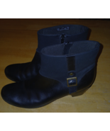 CLARKS LADIES BLACK LEATHER ZIP ANKLE BOOTS-12N-GENTLY WORN-2.25" HEEL-C... - $28.00