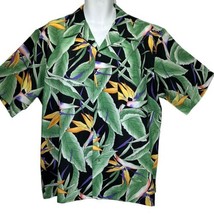 hookano hawaiian birds of paradise Button Up Short Sleeve shirt Size XL - $19.79
