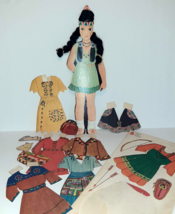 Rare Poky-Hontas (Pocahontas) Indian Princess Paper Doll Vtg with Hair &amp; Outfits - £15.77 GBP