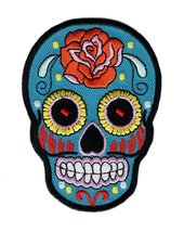 Sugar Skull Roses Embroidered Iron on sew on Patch (MTS3) - £5.53 GBP