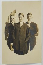 Berwick Pa RPPC Three Handsome Men c1910 Postcard O2 - £12.71 GBP