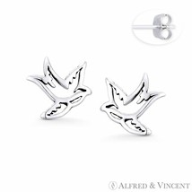 Swallow Bird Couple Love Charm Animal Stud Earrings in Solid 925 Sterling Silver - £11.48 GBP