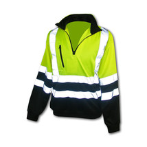 Class 3 Hi Vis 1/4 Zip Pullover Sweatshirt LIme With Black Bottom,CL8372B - £27.26 GBP