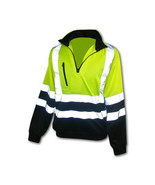 Class 3 Hi Vis 1/4 Zip Pullover Sweatshirt LIme With Black Bottom,CL8372B - £28.01 GBP