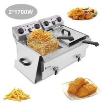 3400W 23.6L 25Qt Electric Deep Fryer Commercial Restaurant Fry Basket 2 Tank - £185.57 GBP