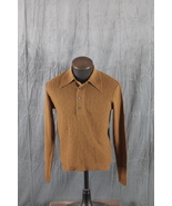 Vintage Disco Shirt - Brown Textured 1/4 Button Down - Men&#39;s Medium - €41,83 EUR