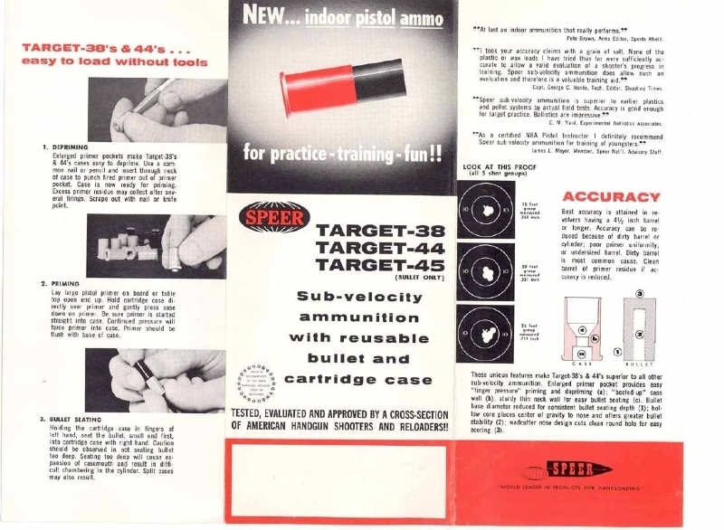 Speed advertising brochure target 38 44 45 indoor pistol ammunition  - £11.01 GBP