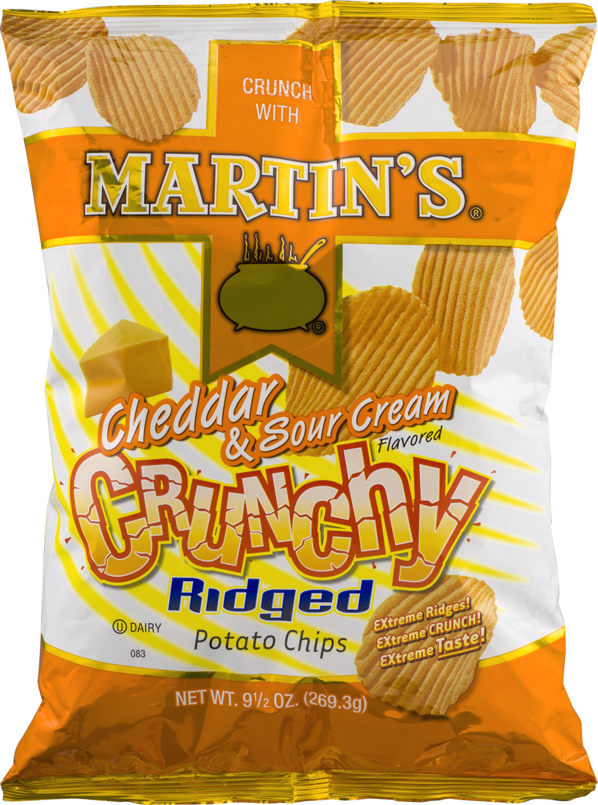 Primary image for Martin's Crunchy Ridged Potato Chips Cheddar & Sour Cream Flavored- 9.5 Oz (4...