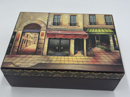 Wooden Jewelry Box Cafe Front on lid - £19.40 GBP