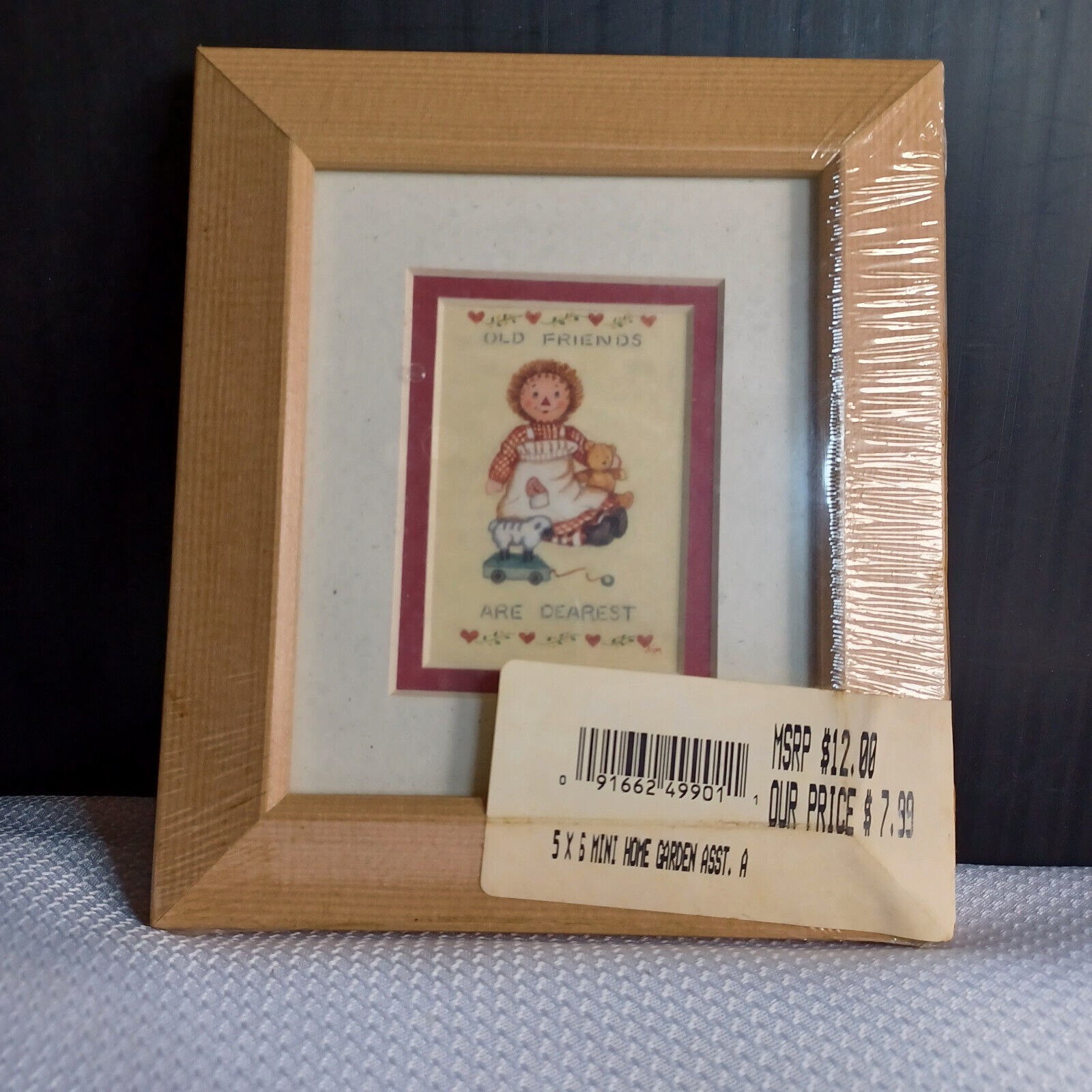 Raggedy Ann Wood Framed / Matted Picture - &quot;OLD FRIENDS ARE DEAREST&quot;  Wa... - $5.94