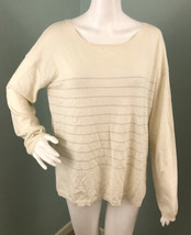 Women&#39;s Joie L/S Chalk/Silver &quot;Emmylou&quot; Metallic-Striped Sweater Sz Larg... - £23.26 GBP