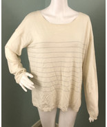 Women&#39;s Joie L/S Chalk/Silver &quot;Emmylou&quot; Metallic-Striped Sweater Sz Larg... - £23.65 GBP