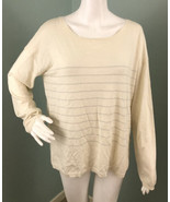 Women&#39;s Joie L/S Chalk/Silver &quot;Emmylou&quot; Metallic-Striped Sweater Sz Larg... - £20.12 GBP