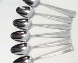 Oneida Flourish Oval Soup Spoons 7&quot; Stainless Rope Edge 18/10 Lot of 6 - £116.24 GBP