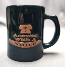 Vintage Frankoma Pottery Mug Electric Company Advertising &quot;Answer With A Smile&quot; - £22.93 GBP