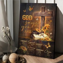 Unique cross, Sunflower garden, Antique bible, God says you are Jesus Canvas - £18.34 GBP+