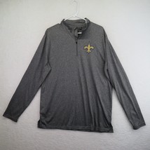 NFL Team Apparel Shirt Adult Large New Orleans Saints Gray 1/4 Zip Pullover - £18.49 GBP