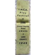 Vintage YMCA Play Festival 3rd Place Ribbon Grand Rapids Press MI 1949 - $4.99