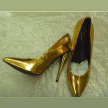 PU Leather Metallic Gold Mirror Pointed Toe High Heel Stiletto Classic Pumps   image 4