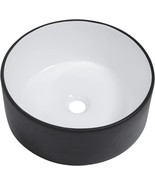 Lepuday Round Bathroom Vessel Sink, 15&quot; X 15&quot;, Matte Black And White, Above - £75.48 GBP