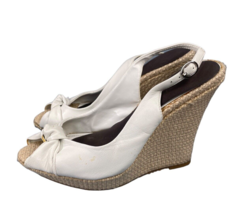 Aldo White Wicker Wedge Platform Heel Open Toe Sandals SZ 38 EU SH04 - $31.20