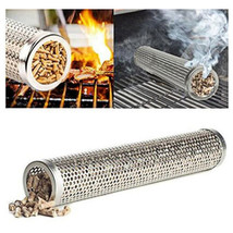 Stainless Steel BBQ Grill Smoker Box Tube for Wood Pellet Pipe Smoking Meat - £10.88 GBP