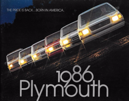 1986 PLYMOUTH full line dlx brochure catalog US 86 Gran Fury Turismo Hor... - £6.27 GBP