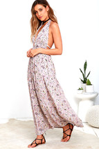 Lulus Truth Be Told Mauve Print Halter Maxi Dress Size M - £19.67 GBP