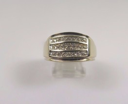 10k Yellow Gold Men&#39;s Diamond Ring In A Chanel Setting - £299.06 GBP