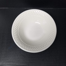 Vegetable Bowl White Basketweave Ceramic Stoneware Glossy Round Serving ... - $10.89